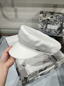 Dior Newsboy White Canvas Cap Hat