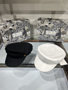 Dior Newsboy White Canvas Cap Hat