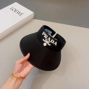 Prada Black Drill Visor Cap Hat