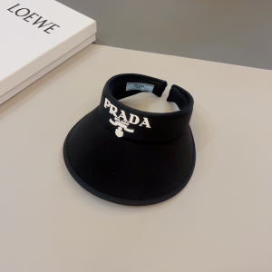 Prada Black Drill Visor Cap Hat