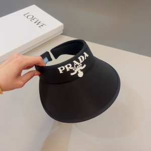 Prada Black Drill Visor Cap Hat