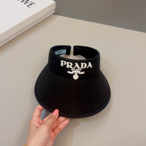 Prada Black Drill Visor Cap Hat