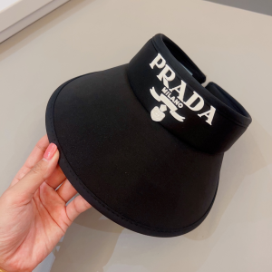 Prada Black Drill Visor Cap Hat