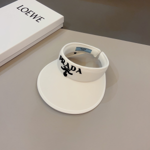 Prada White Drill Visor Cap Hat