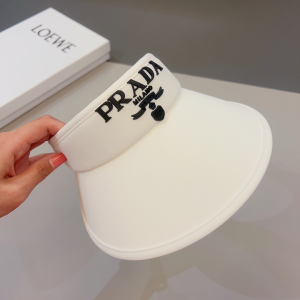Prada White Drill Visor Cap Hat