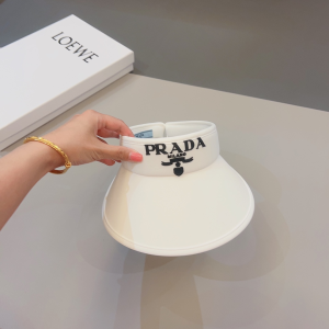 Prada White Drill Visor Cap Hat