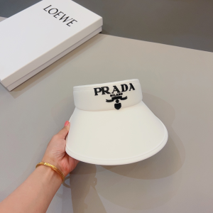 Prada White Drill Visor Cap Hat