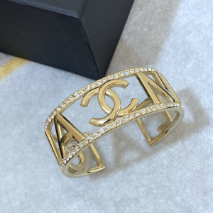 Chanel CC Logo Gold Crystal Bracelet
