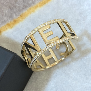 Chanel CC Logo Gold Crystal Bracelet