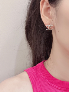 Chanel Crystal CC Gold Earrings