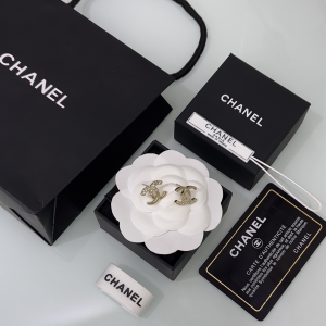 Chanel Crystal CC Gold Earrings