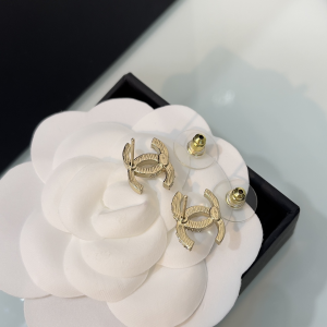 Chanel Crystal CC Gold Earrings