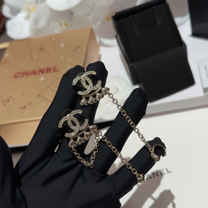 Chanel Crystal CC Hearts Earrings