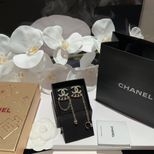 Chanel Crystal CC Hearts Earrings