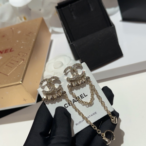 Chanel Crystal CC Hearts Earrings
