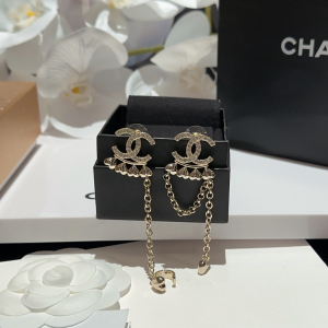 Chanel Crystal CC Hearts Earrings