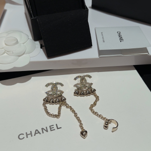 Chanel Crystal CC Hearts Earrings