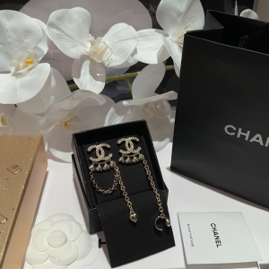 Chanel Crystal CC Hearts Earrings