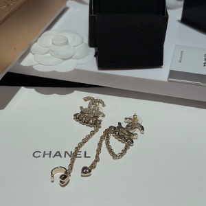 Chanel Crystal CC Hearts Earrings