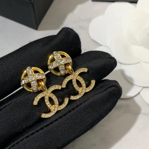 Chanel Crystal CC Logo Earrings
