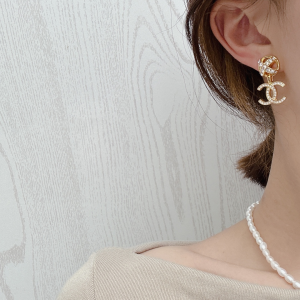 Chanel Crystal CC Logo Earrings