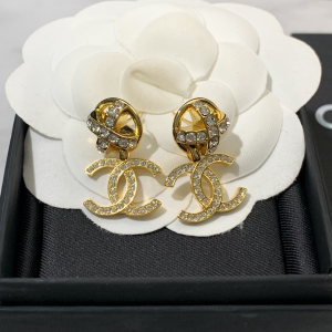 Chanel Crystal CC Logo Earrings