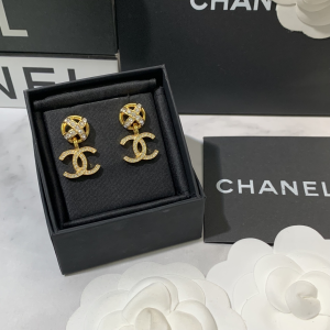 Chanel Crystal CC Logo Earrings