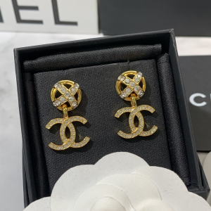 Chanel Crystal CC Logo Earrings