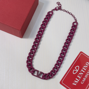 Valentino Vlogo Chain Necklace Purple