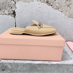 Miu Miu Beige Leather Flat Mules 35TO40