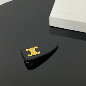 Celine Triomphe Hair Clip Black