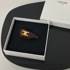 Celine Triomphe Hair Clip Brown