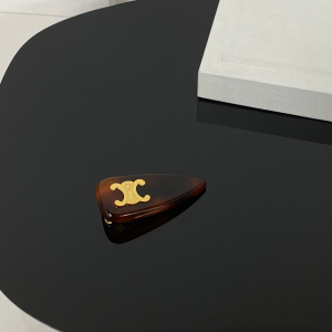 Celine Triomphe Hair Clip Brown