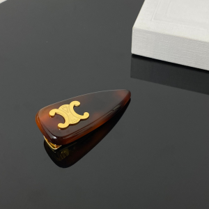 Celine Triomphe Hair Clip Brown