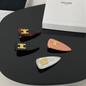 Celine Triomphe Hair Clip Brown