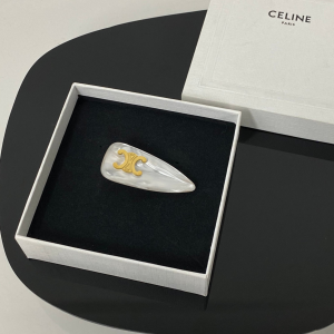 Celine Triomphe Hair Clip White