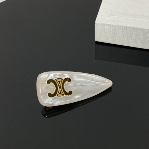 Celine Triomphe Hair Clip White