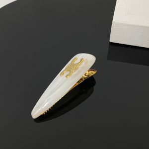 Celine Triomphe Hair Clip White