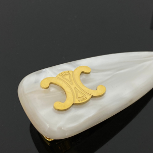 Celine Triomphe Hair Clip White