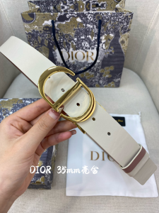 Dior 30 Montaigne White Leather Belt 35MM