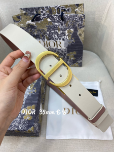 Dior 30 Montaigne White Leather Belt 35MM