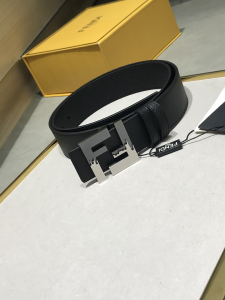Fendi FF Logo Black Leather Belt 38MM