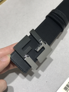 Fendi FF Logo Black Leather Belt 38MM