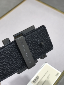 Fendi FF Logo Black Leather Belt 38MM