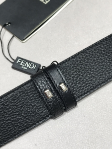 Fendi FF Logo Black Leather Belt 38MM