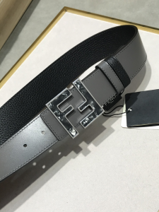 Fendi FF Logo Black Leather Belt 38MM