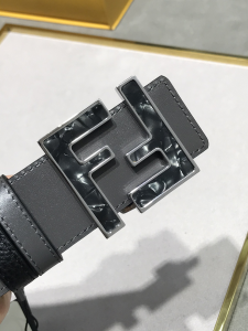 Fendi FF Logo Black Leather Belt 38MM