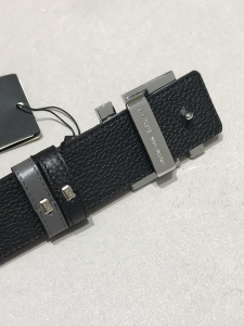 Fendi FF Logo Black Leather Belt 38MM