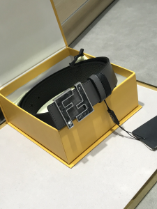 Fendi FF Logo Black Leather Belt 38MM