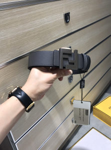 Fendi FF Logo Black Leather Belt 38MM